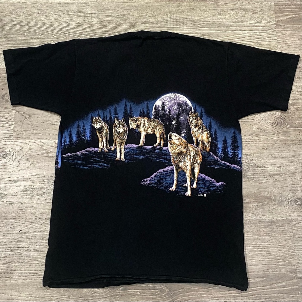 Vintage 90s Jerzees Wolf Moon Single Stitch Tee Size L • C. Waldron 1992 • USA - Picture 6 of 10